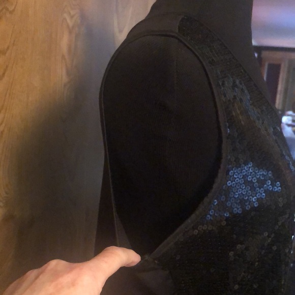 Pretty Black Sequin Blouse by Covington - Picture 5 of 12